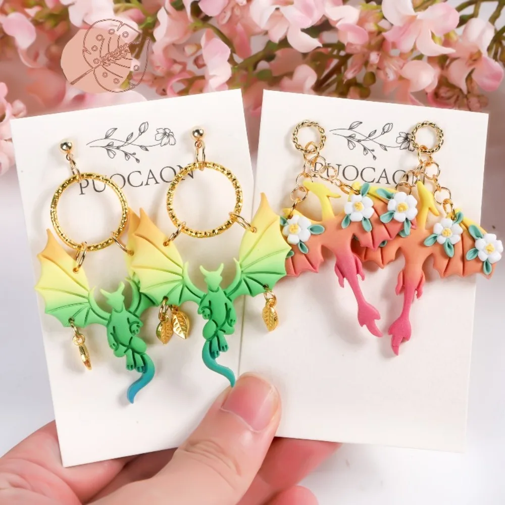 5Pcs 멋진 드래곤 클레이 커터 귀걸이용 속이 빈 동물 모양 폴리머 클레이 쥬얼리 만들기 키트 판타지 애호가를 위한 완벽한 선물