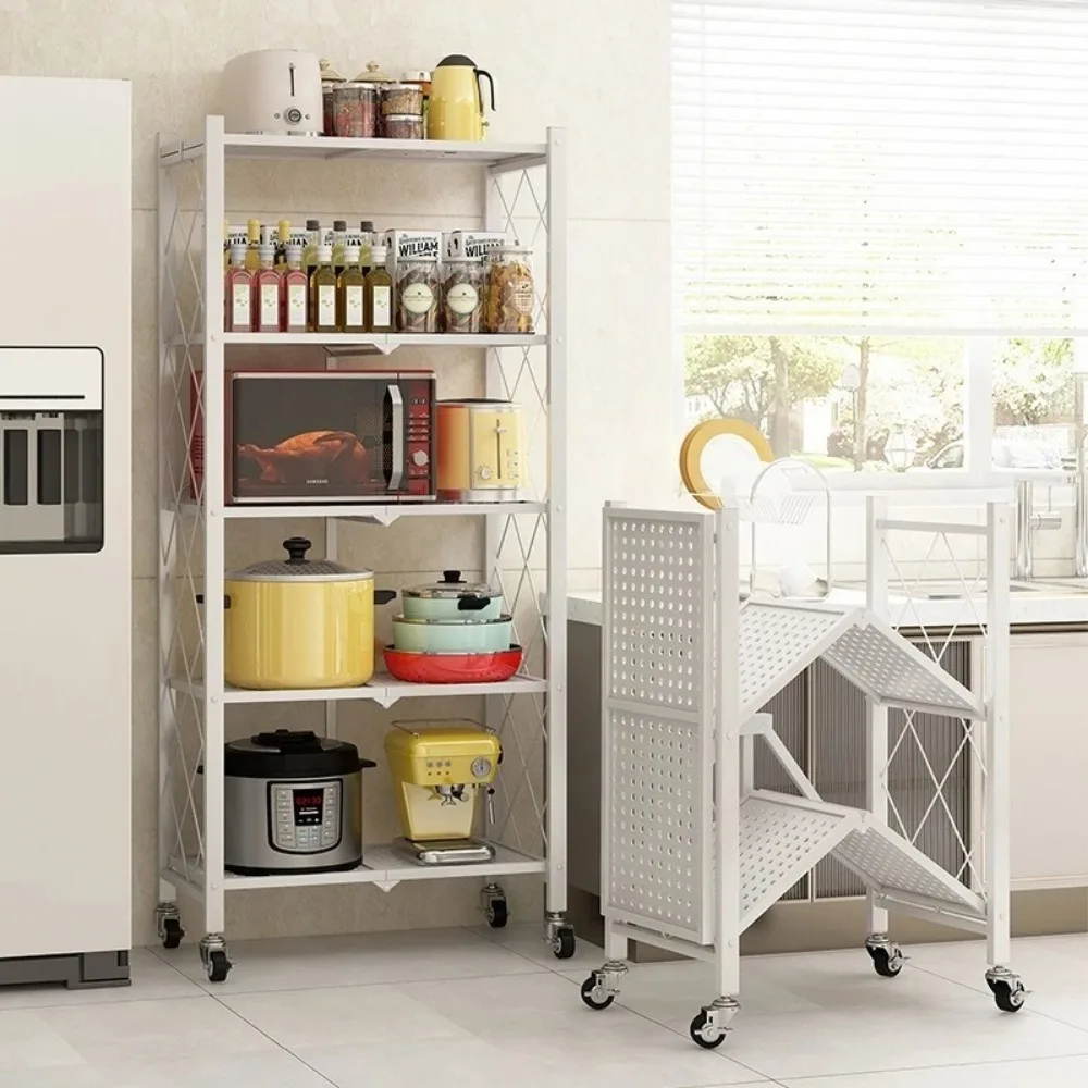Foldable Large Iron Frame Storage Foldable Large Iron Frame Storage Rack Multilayer Kitchen Metal Display Shelf Metal Rack Shelf