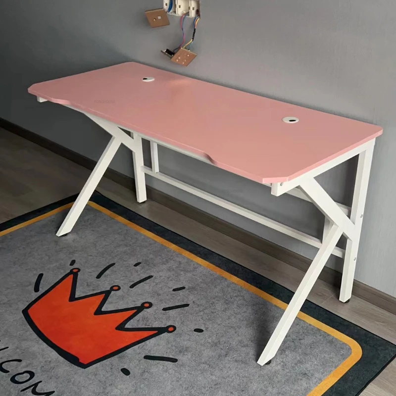 Description Picture 5 of itemHome Desktop Computer Desks Gaming Table and Chair Set Office Furniture Pink and White Study Desk Bedroom Live Broadcast Table N