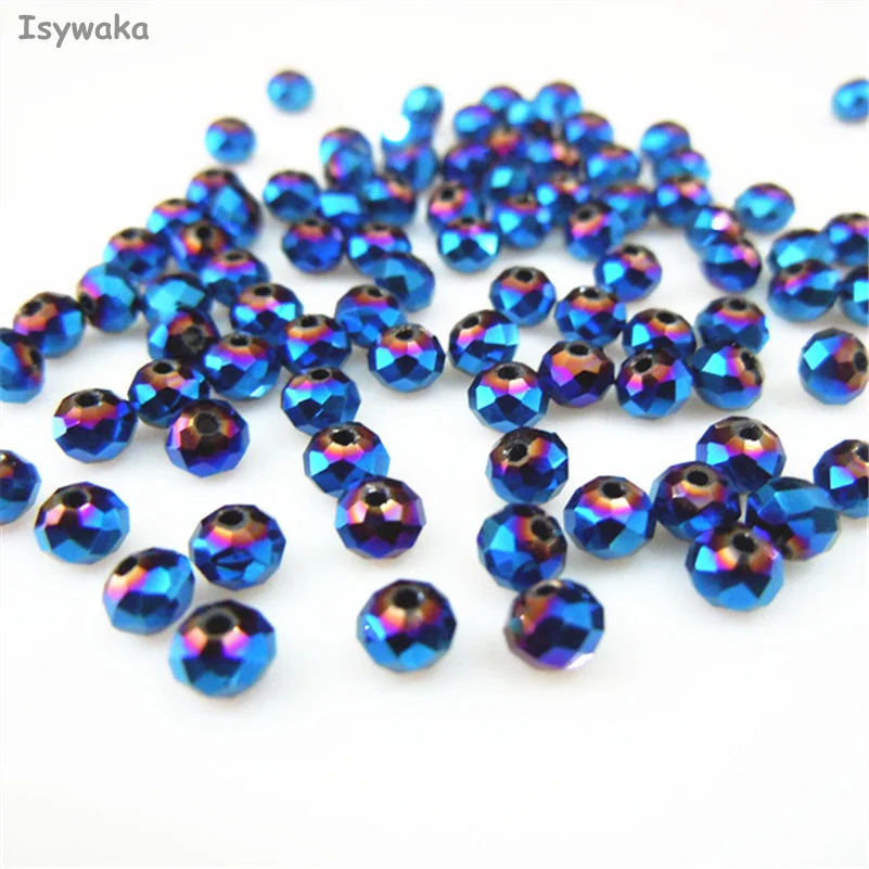 Isywaka Hot Light Green Faceted Crystal Glass Rondelle Spacer Beads for Jewelry Making, 125pcs