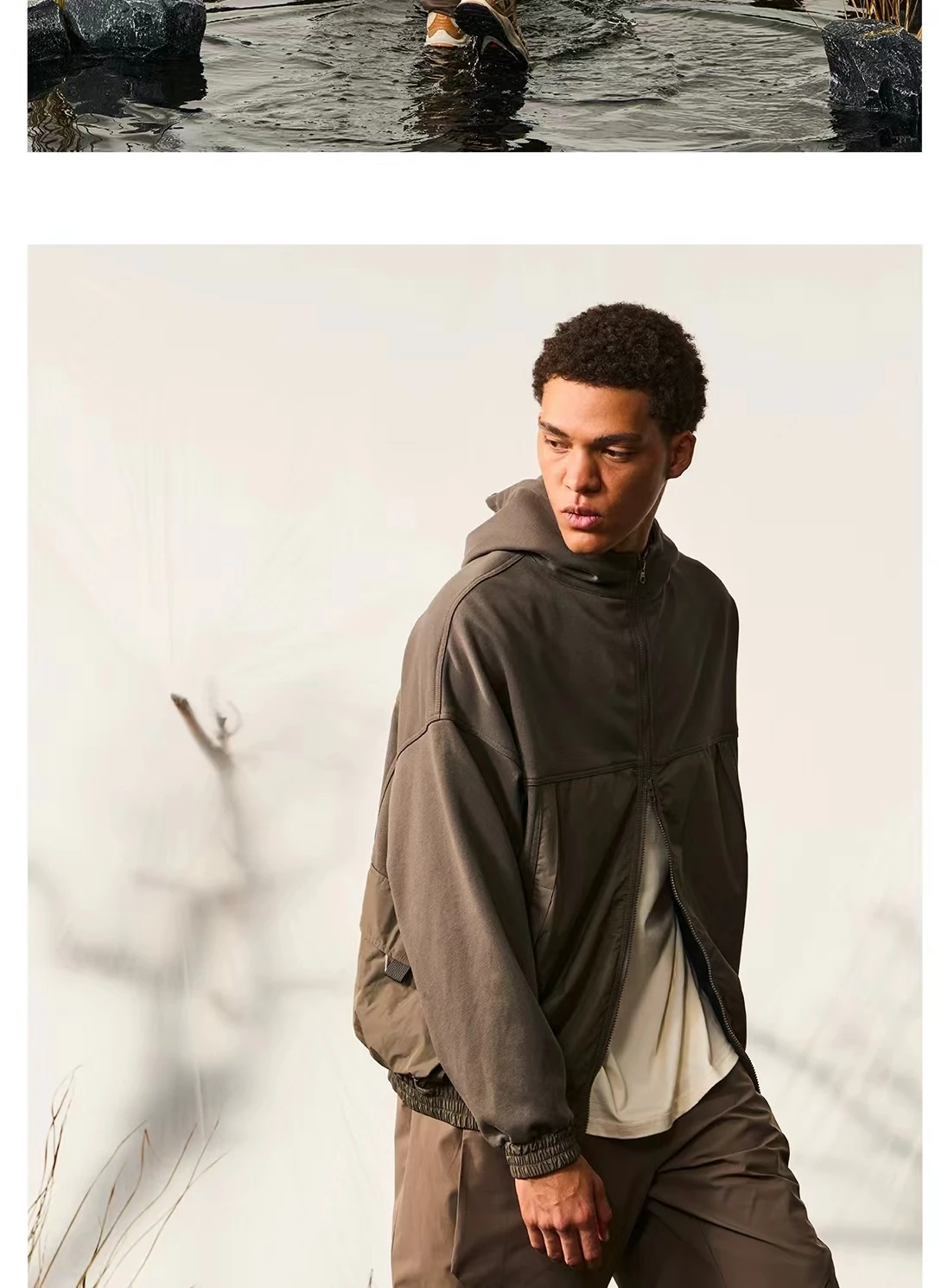 Halcyon 23aw Mountain outdoor cotton hoodie splice material colour cargo pockets d ring gorpcore