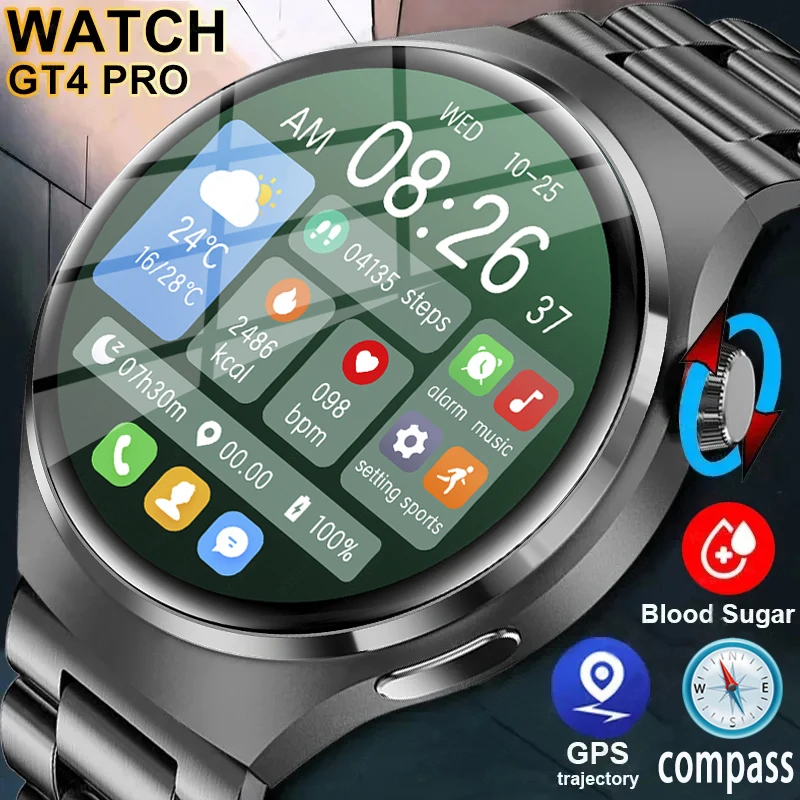 NFC Smart Watch Men GT4 PRO AMOLED 360*360 HD Screen Heart Rate