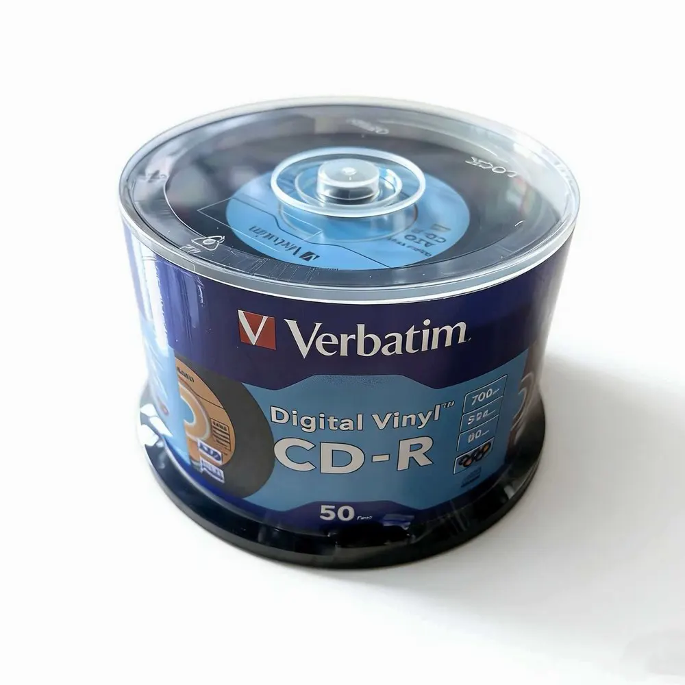 Verbatim Digital Vinyl AZO CD-R Music CD Discs Empty CDR Disks 80min 700MB 52X 50Pcs/Pack Five Colors