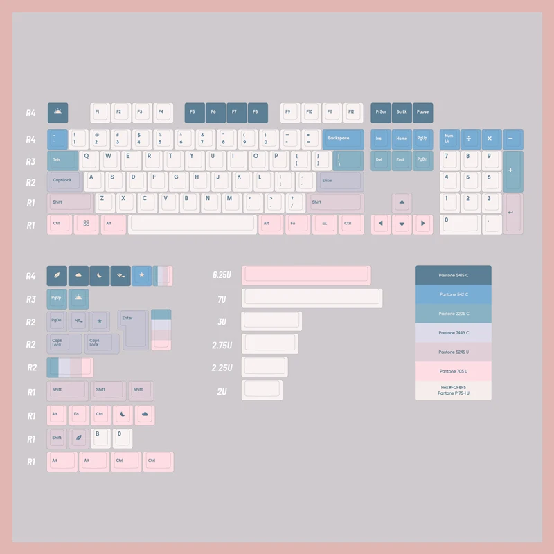 Gmk-noite Sunconjunto Keycaps Perfil Cereja Keycap Gradiente Pbt Sublimação de Tintura Teclado Mecânico mx Swit 142 Teclas - Imagem 3