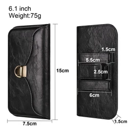 Leather Belt Clip Phone Case Waist Bag Holder Holster Cover (Black 6.1 Inch)