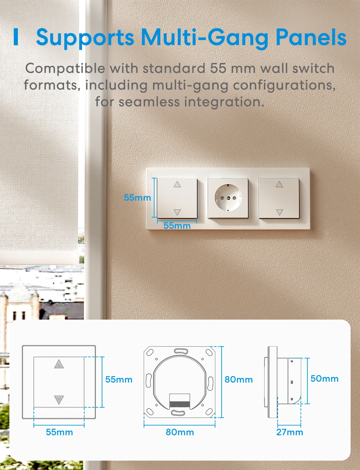 Meross Matter WIFI 스마트 롤러 셔터(중립 케이블 필요) 롤러 셔터 스위치는 HomeKit, Alexa 및 Google과 함께 작동합니다.