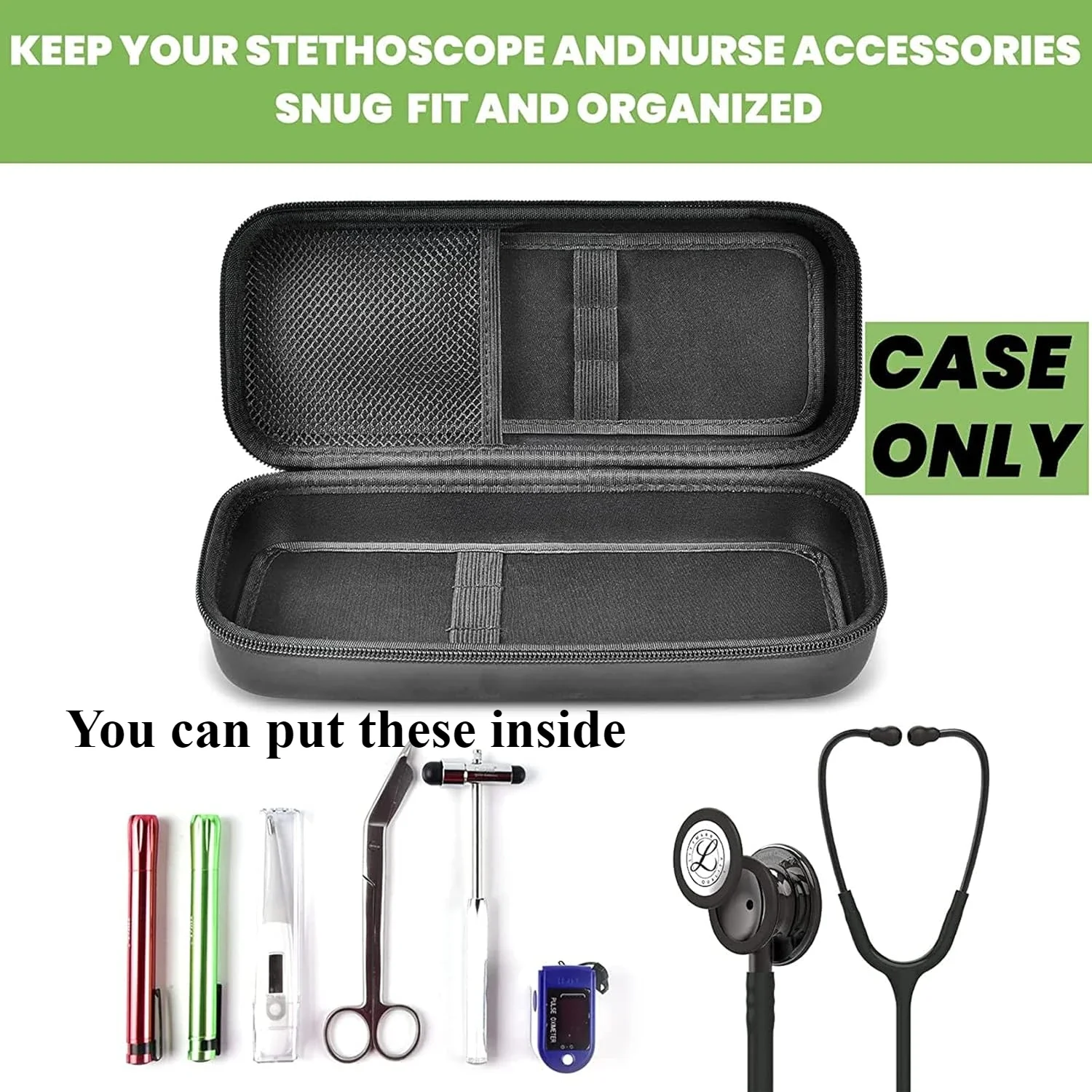 Stethoscope Storage bag organizer for 3M Littmann Classic III Monitoring/Lightweight II S.E (Case only) storage bag