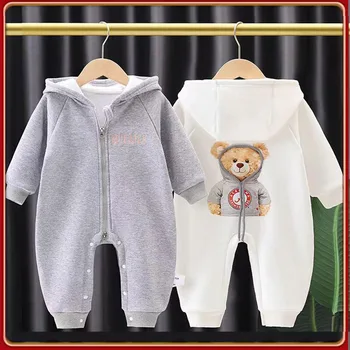 Baby Spring and Autumn Jumpsuit Boys Girls Long Sleeve Baby Clothes Newborn 0 to 18M Solid Romper Toddler Clothing Baby Overall 4