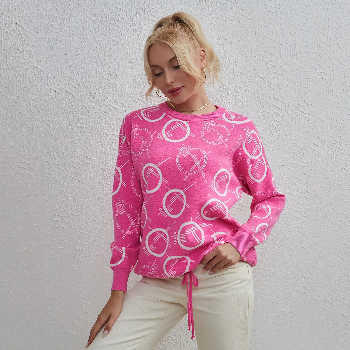 

Autumn and winter sweater women's personalized printing casual Joker street fashion sweater pullover