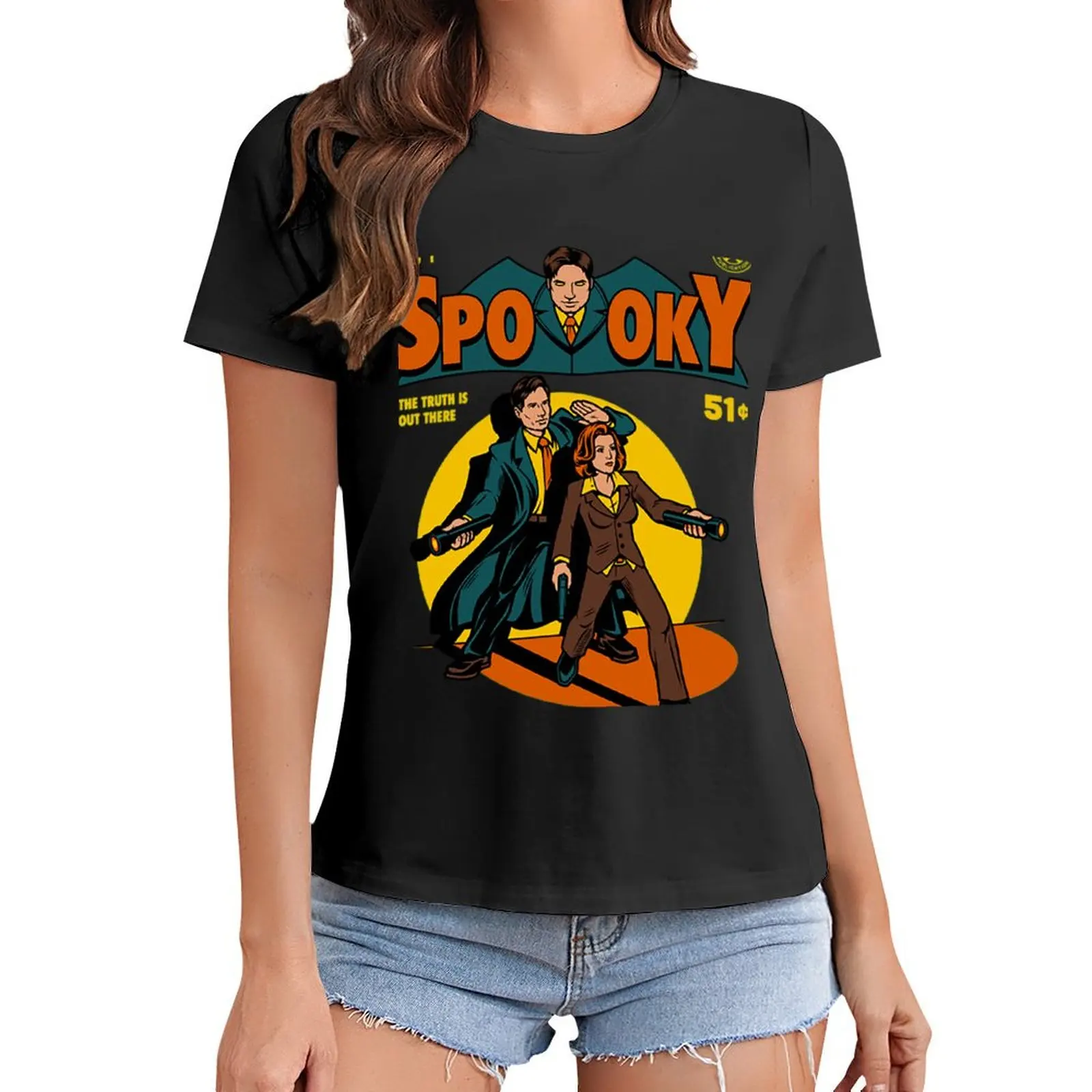 

X Files T-ShirtSpooky Comic T-Shirt kawaii clothes blacks womans clothing