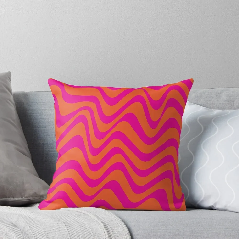 

Pink and Orange Wave Throw Pillow pillow pillowcase sleeping pillows