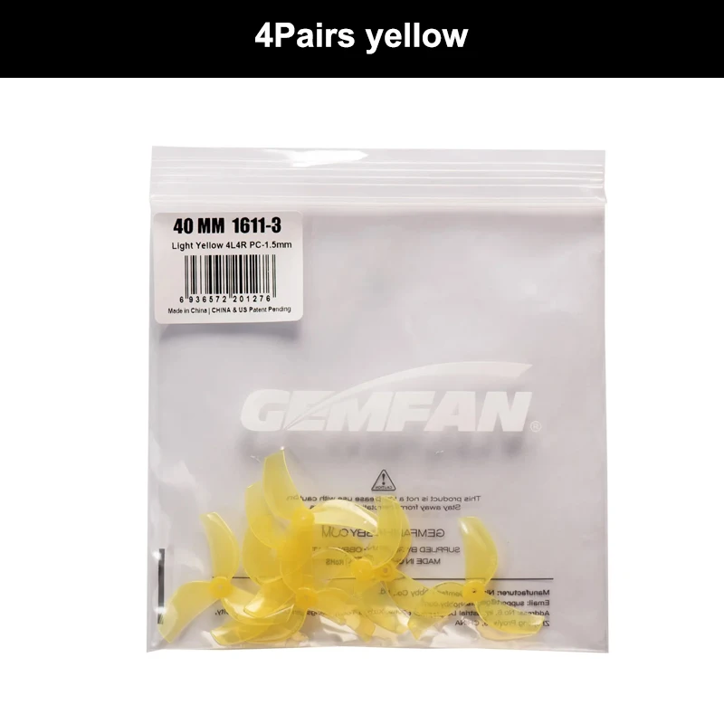 4 Pairs Gemfan Lightweight 40mm Three-Blade Propellers (1.5mm Hub)
