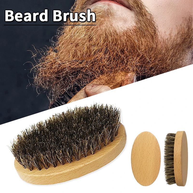 

Own Brand Customization Natural Boar Bristle Beard Mustache Brush For Men Facial Beard Care Styling Brushes