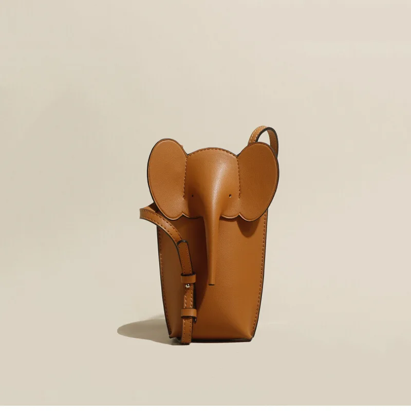

Fashion Genuine Leather Elephant Style Mini Shoulder Bag For Women Luxury Brand Design Bucket Evening Female Phone Wallet Bag