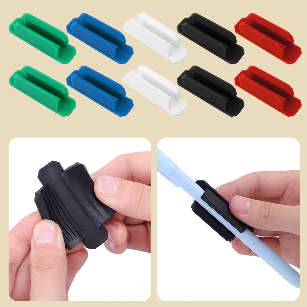Anti Lost Self-adhesive Pencil Holder Soft Silicone Elastic Marker Pen Clips For Notebook Journals Whiteboards Fixed Stand 3
