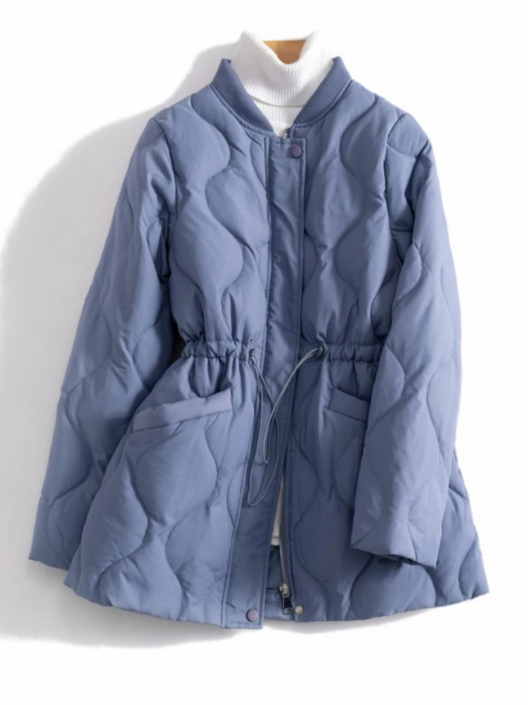 

LY VAREY LIN New Winter Slim Drawstring Parkas Women Fashion Stand Collar Zipper White Duck Down Coat Lady Thick Warm Jacket