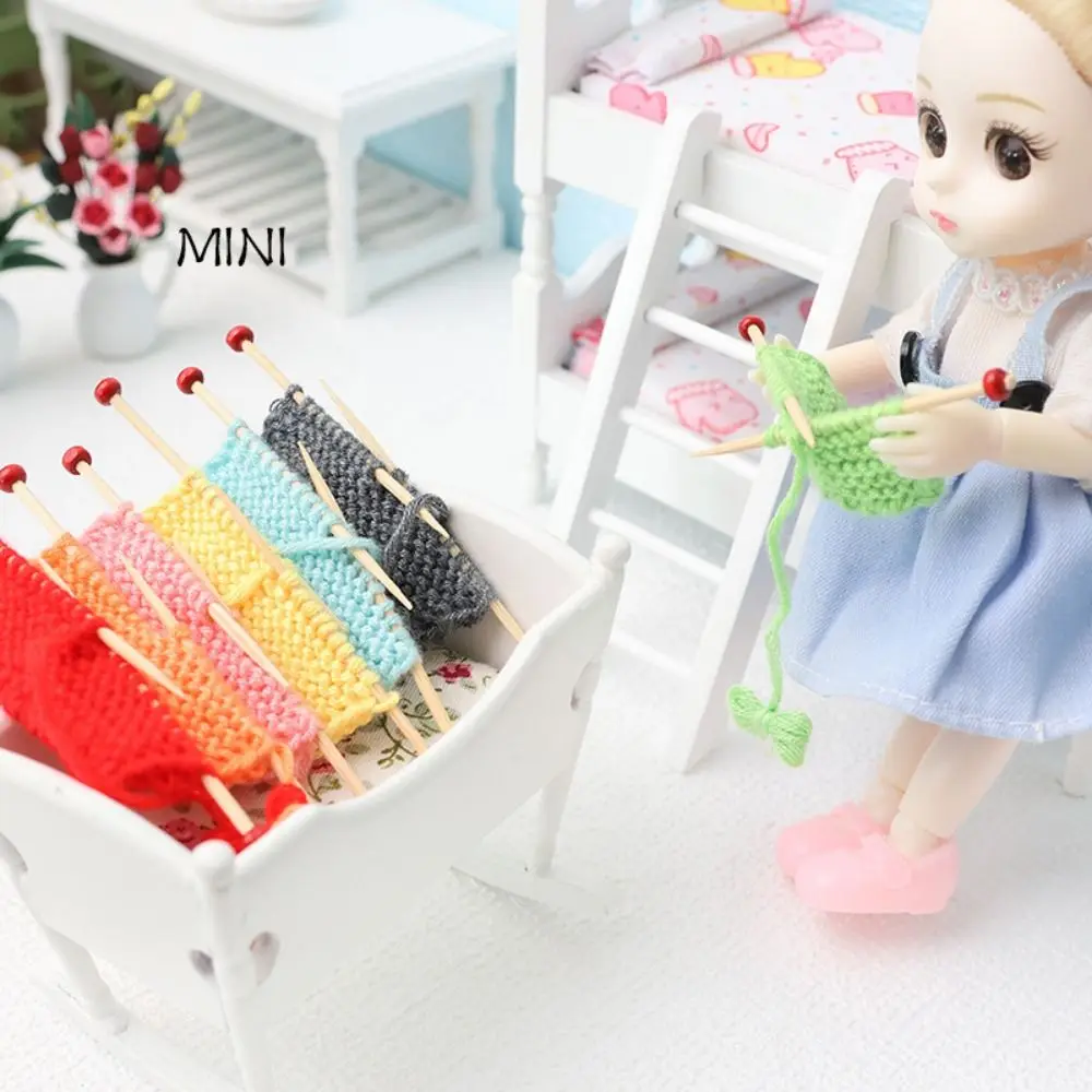 

1/12 Dollhouse Accessories Doll House Decoration Mini Knitting Yarn Knit The Sweater Miniature Items for OB11 BJD Doll