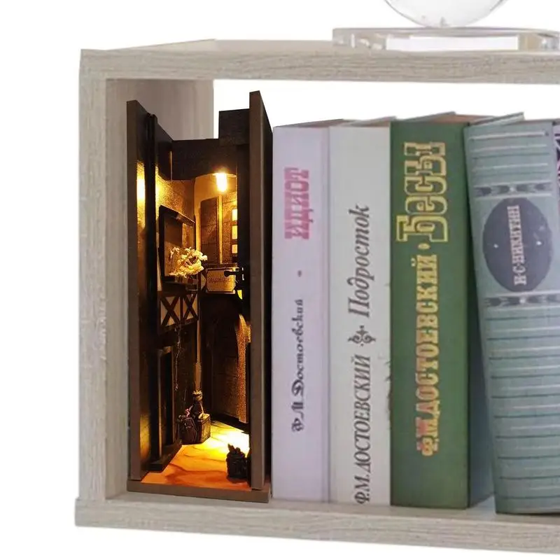 

DIY Book Shelf Insert Nightlife Bookend Ornaments Dollhouse Home Decorations Wooden Bookshelf Toys For Children Girl Gifts