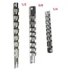 Socket Storage Rack Holder 1/4‘’ 3/8‘’ 1/2‘’ With 8 Clips On Rail Tool Organizer Storage Power Tool Accessories 1