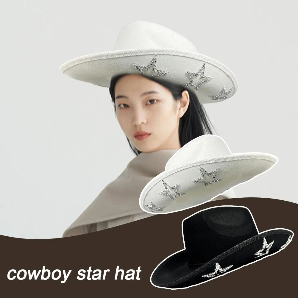Cowboy Hat Western Style Ladies Retro Five-pointed Visor Accessories Dome Star Party Dick V4C2 cowboy hats