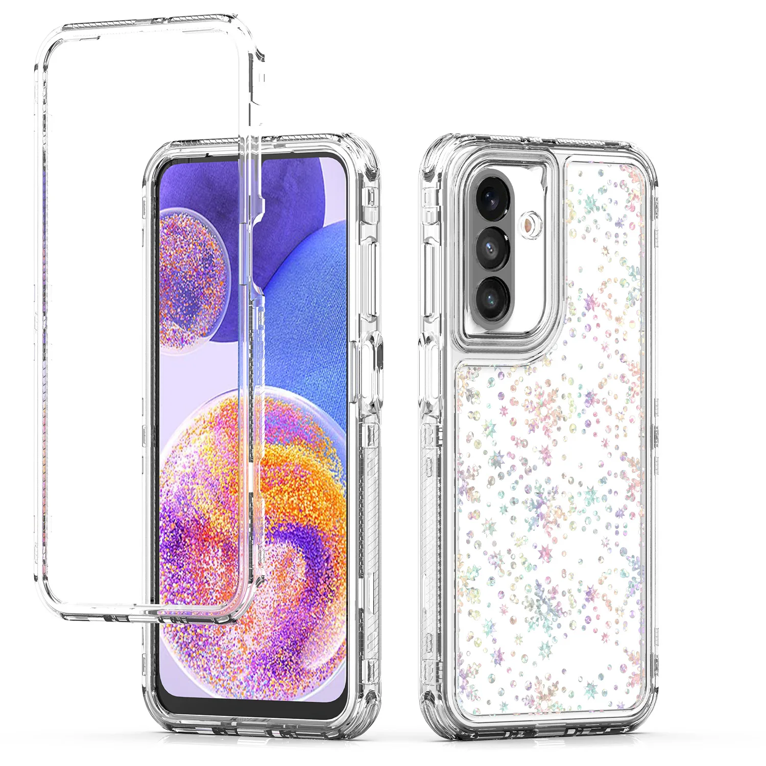 Enhanced 3-in-1 Laser Pattern Phone Case - Shockproof & Anti-Fall TPU+PC Cover