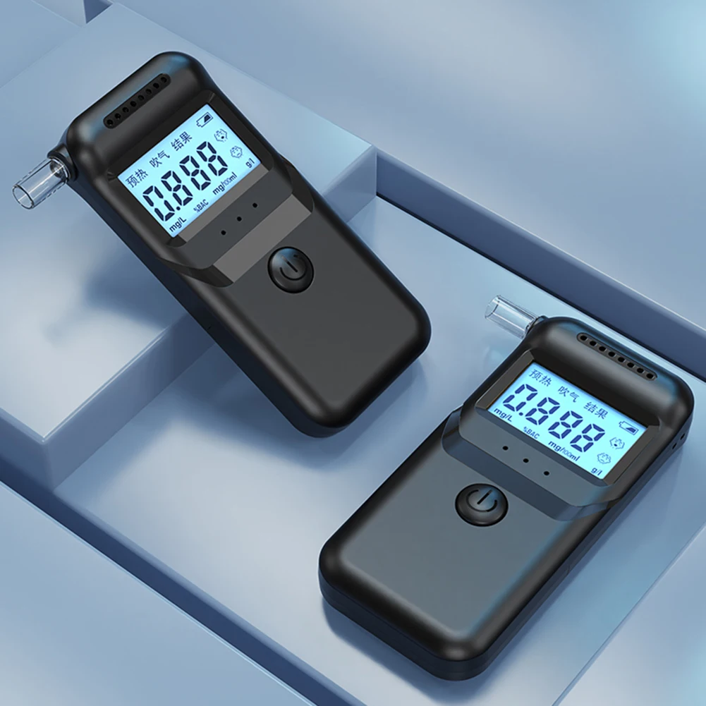 Digital Portable Breathalyzer Accurate LCD Display Alcohol Detector with 5 Mouthpieces Drunk Driving Analyzer for Home Party Use