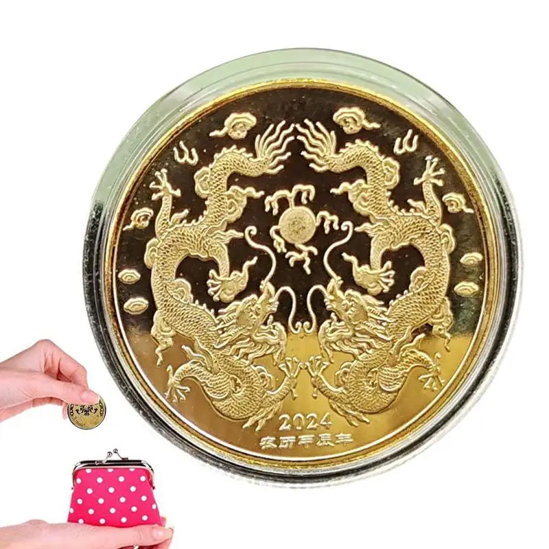 Capodanno Cinese 2024 Drago Gioca Con Perline Moneta Da Collezione Moneta Fortunata Placcata In Oro Moneta Commemorativa Della Mascotte Della Cina