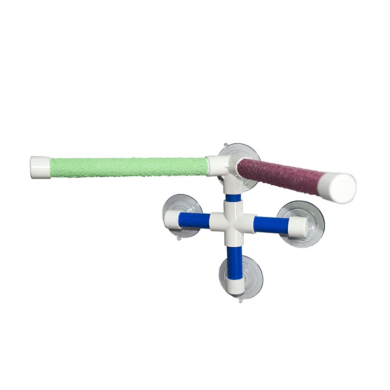 Pet Parrot Bath Shower Perches Standing Platform Rack Suction Wall Cup Bird Toys Parrot Stand Stick Rack Perch For Birds Pet Toy