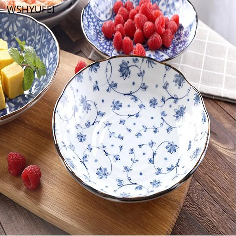 

8 Inch Ceramic style ink Salad Fruit Plate steak Western food tray sushi nut plate noodles pizza Bowl Kitchen supplies
