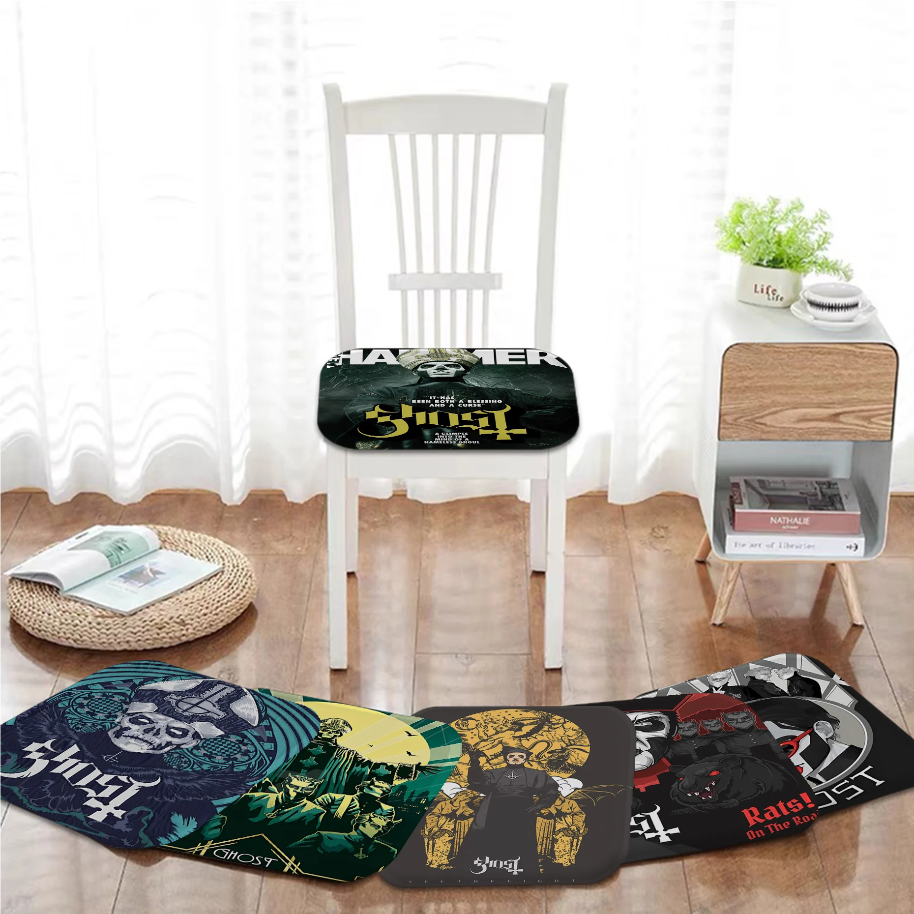 

Простые разноцветные подушки для сиденья Ghost Band, Офисная столовая искусственная губка, коврик для дивана, Нескользящие декоративные татами ...