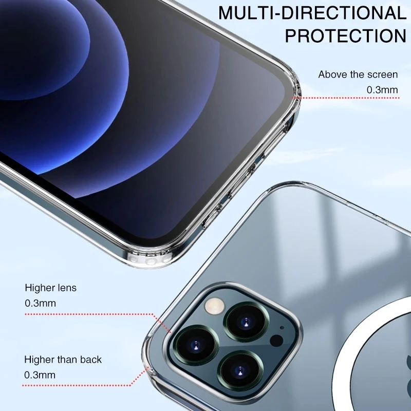 Original For Magsafe Magnetic Wireless Charging Case For iPhone 15 Plus 13 12 Mini 11 Pro Max 7 8 X XR Acrylic Shockproof Cover