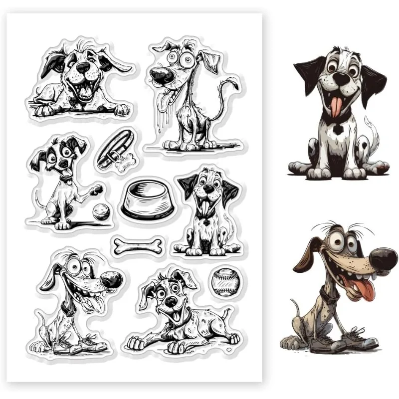 1pc Comic Dog Clear Stamps for DIY Scrapbooking Interesting Dog Silicone Stamp Seals Cartoon Transparent Stamps 6.3&times;4.33inch clear stamps,clear rubber stamps