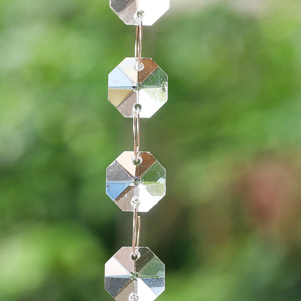 Clear Glass Charm Pendant Octagon Bead Metal Connector Faceted Prism Flower Stars Crystal Dangle Shiny Sun Catcher Hanging Decor