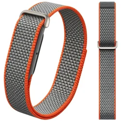 Nylon Soft Adjustable Hook & Loop Bicep Band - Breathable Sports Replacement Strap - Fitbit Air (Gray Orange)