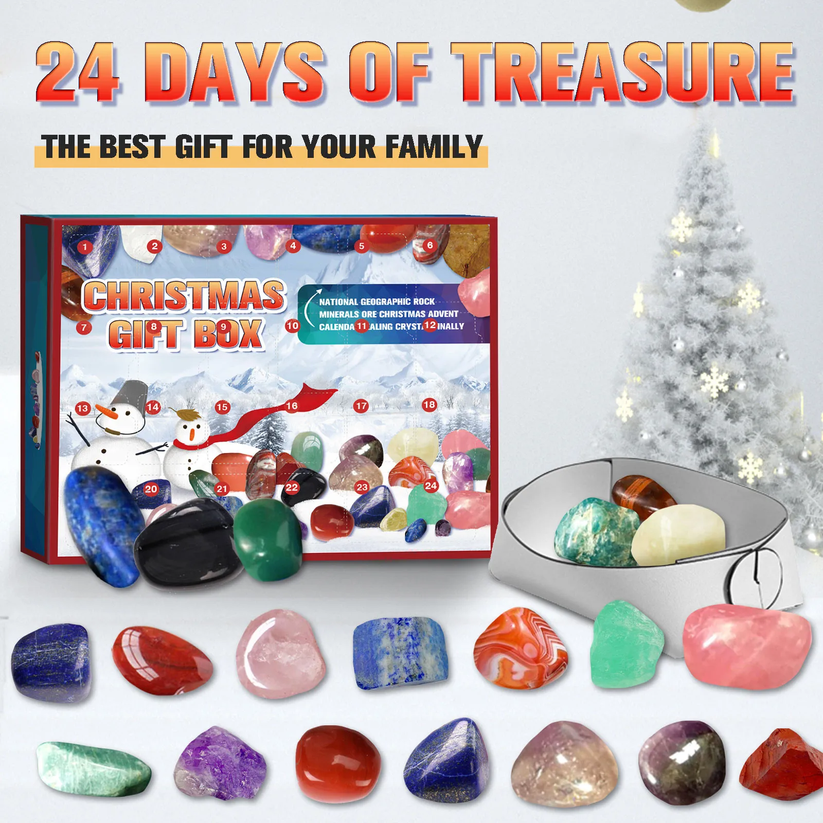 Christmas Advent Calendar Christmas Crystal Gemstones Advent Calendar Decorations 24 Days To Christmas Countdown Calendar Collection Gift