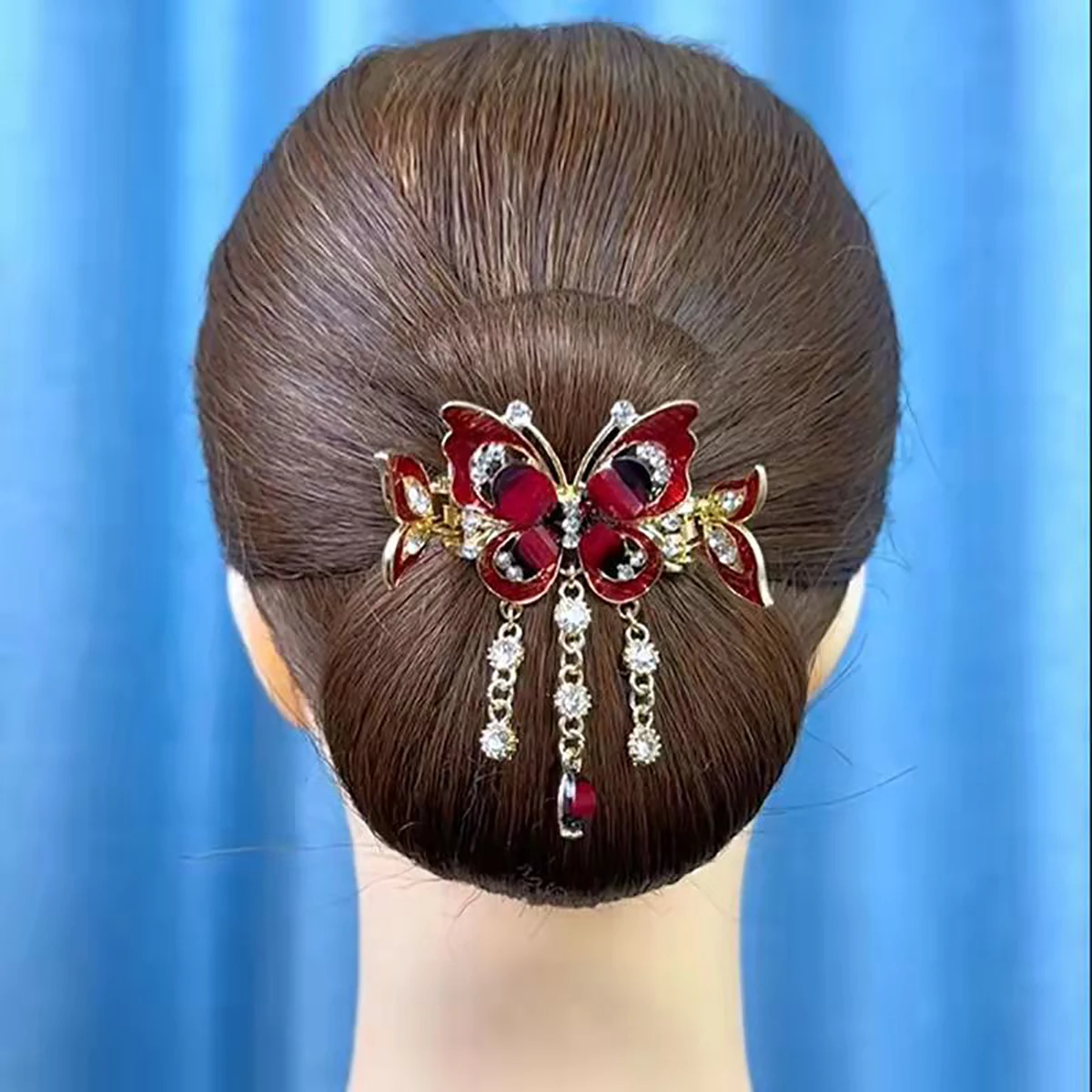 Fashion Elegant Zircon Butterfly Tassel Hairpin Accessories For Women Retro Ethnic Style Small Crab Clip Headwear Jewelry Gift hair accessory,hair clip,hair headdress,jewelry accessories
