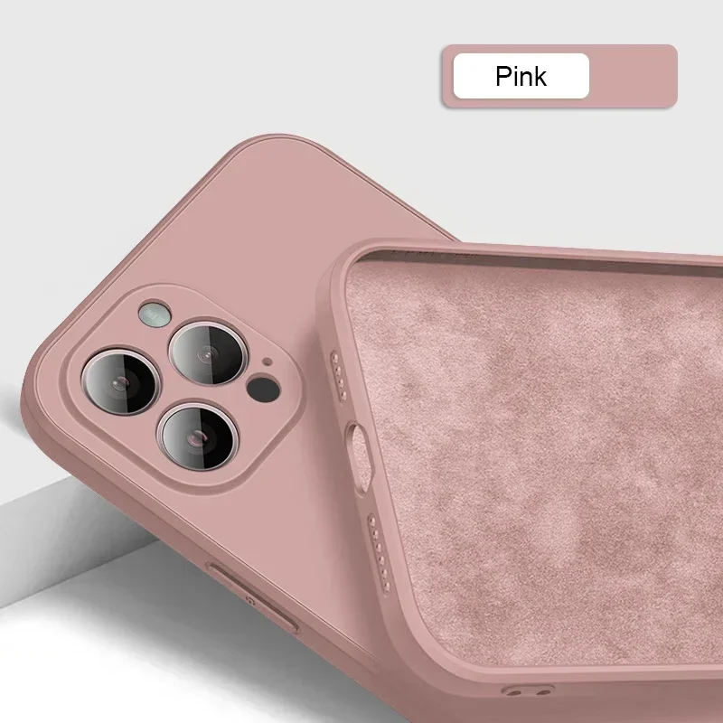 thumbnail image 1 of 3CG Nueva funda de silicona líquida suave para iPhone 16 15 14 11 12 13 Pro 16 XS XR Max Mini 7 8 SE2 X Plus Funda trasera a prueba de golpes, 1 of 5