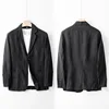 British Style New 100% Linen Blazer Hombre Daily Casual Blazer Loose Solid Single Layer Suit Jackets for Men Simple Ropa Hombre 3