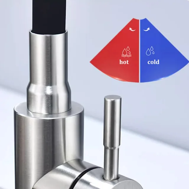 Rotatable Universal ดัดอ่างล้างจานร้อนและเย็น Dual-ใช้ก๊อกน้ํา 304 สแตนเลสสตีลซิลิโคนก๊อกน้ําอ่างล้างจาน 5