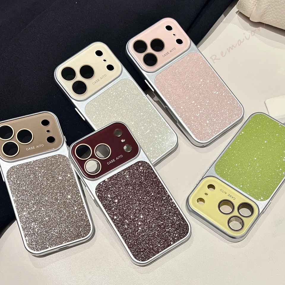 Bling Glitter Phone Case For Iphone With Camera Lens Protection_voghion.com