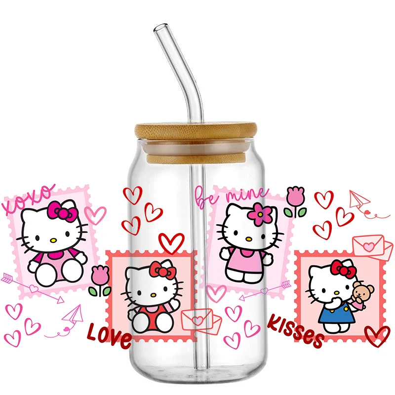 UV DTF Cup Wraps 3D Lovely Cartoon Kitty Cat Waterproof Sticker for 16oz Libbey Glasses Cup Can DIY Transfer Sticker