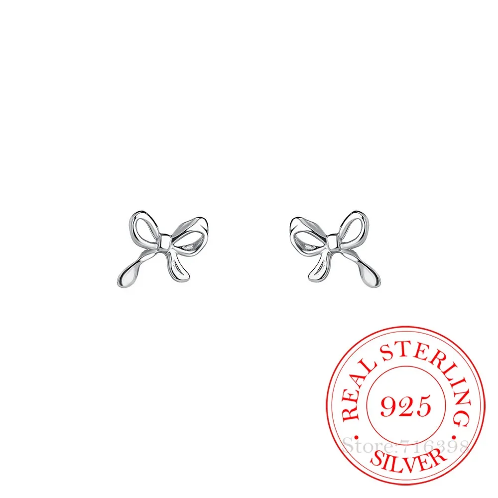 

Original 925 Sterling Silver Cute Bowknot Stud Earrings For Women 2023 Korean Wedding Party Jewelry Gift Female Pendientes