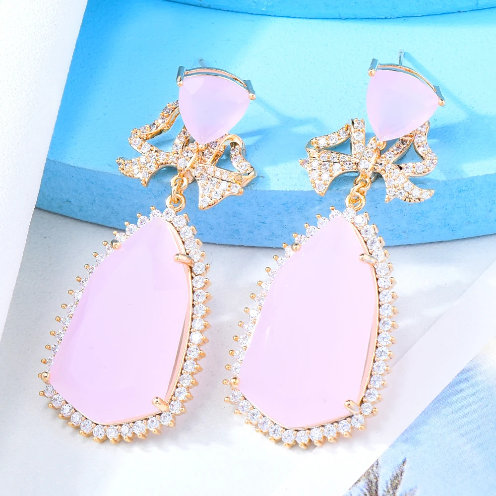 Kellybola New DIY Shiny CZ Earrings For Women Bridal Wedding Girl Daily Surper Jewelry High Quality Hot Romantic Summer