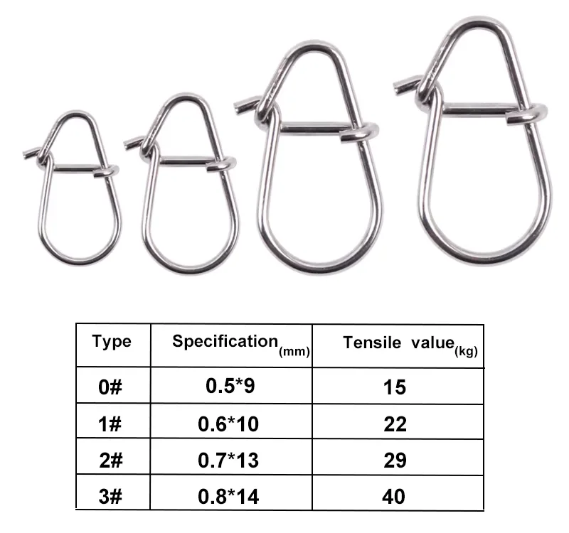 100Pcs Fishing Nice Hooked Snap Pin 304 Stainless Steel Rolling Swivel Lure Connector Fishing Tackle Accessories Fish Tool Fishing Connector