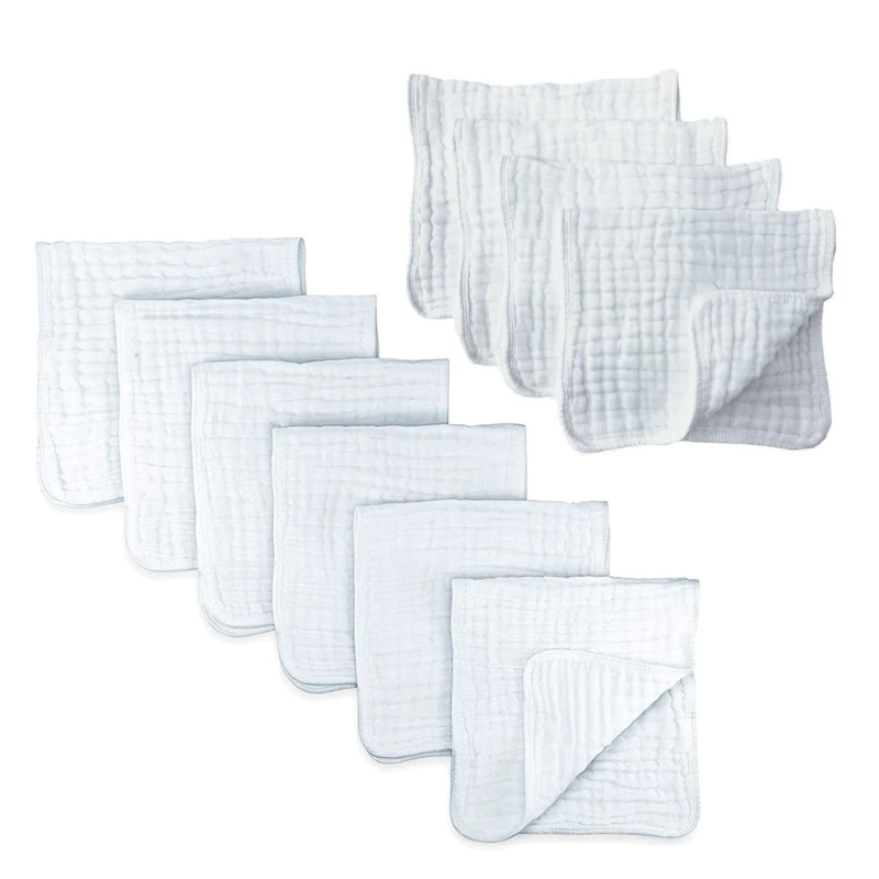 

Muslin Cloths Burp Cloths 6 Pack Large Cotton Hand Washcloths 6 Layers for Extra Absorbent and Soft by Comfy White