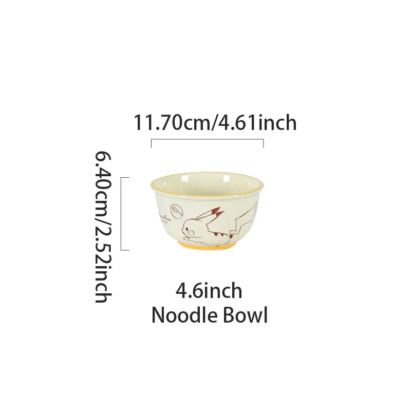 סט כלי שולחן קרמיקה של פוקימון SHUNXIANG עם דוגמת פיקאצ'ו, קערת קרמיקה, צלחת, צלחת אוכל, כלי אוכל בטוח במיקרוגל