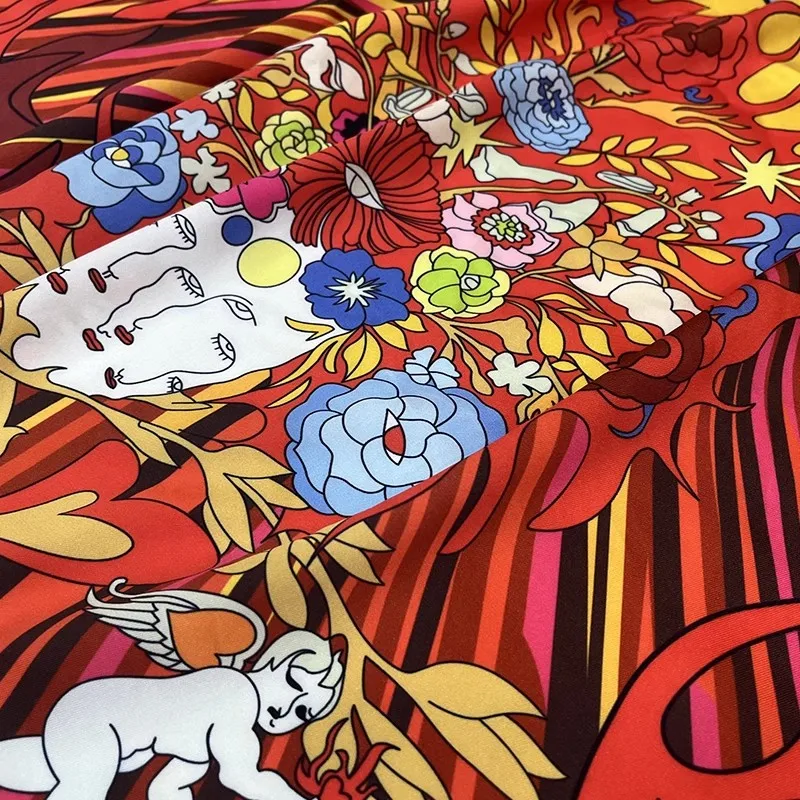 

Европа и Америка, модная абстрактная Цветочная/ангельская печатная саржа, полиэфирная ткань для женщин, платье, блузка, ручная работа, сделай сам, ткань для шитья