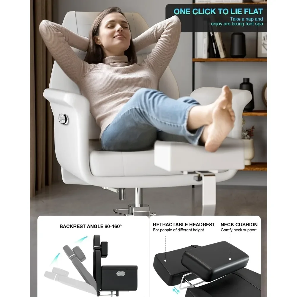 Pedicure Chair for Nail Tech, Upgraded 360 Swivel Hydraulic Lift Reclining Pedicure Station w/Footrest & Bowl, Unit