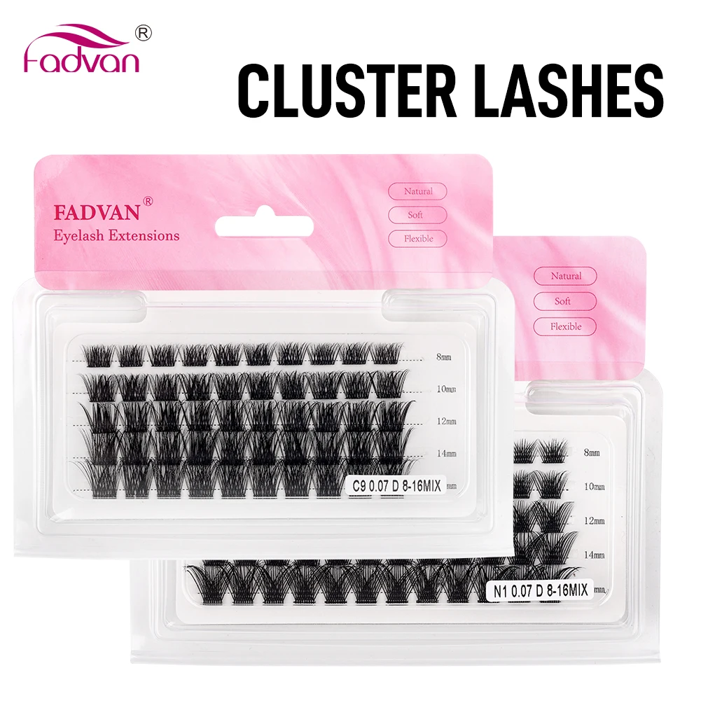 

Fadvan DIY Clusters Lash Extensions Individual 60 Bundles Segmented Lashes Natural Soft BASF False Eyelashes Makeup Tools