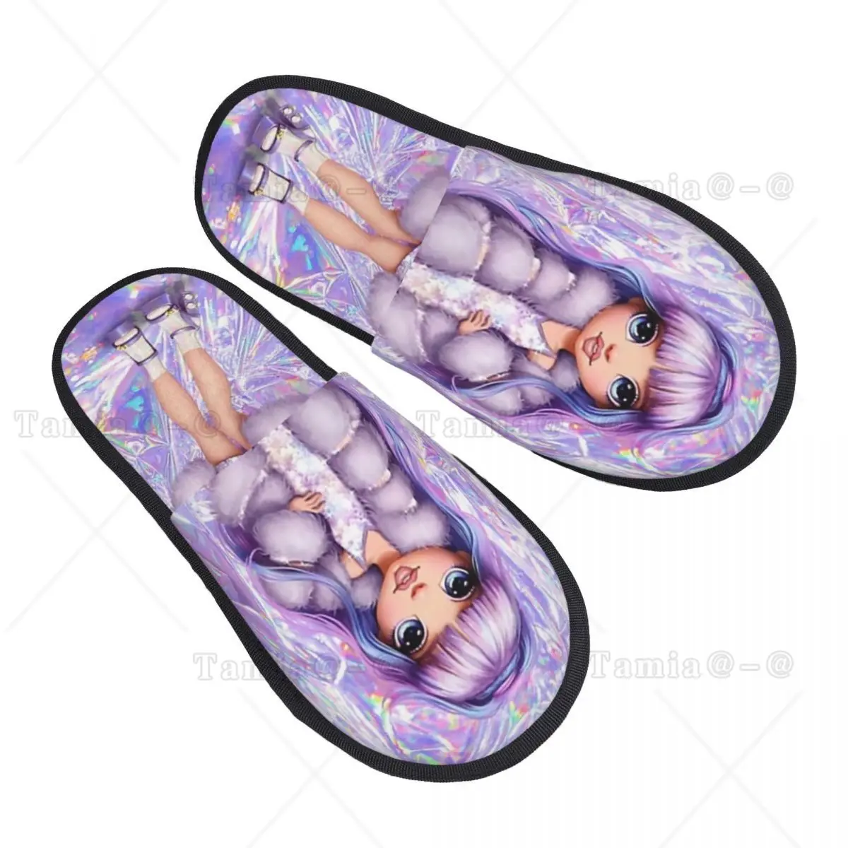 

Custom Rainbow High Violet Willow With Purple Aluminum Soft Memory Foam House Slippers Women Cozy Warm Anti-skid Sole Slipper